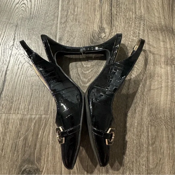 Karen Scott Black Heels with Chain Embellishment Gildyy slingback pumps size 6 - Picture 4 of 10